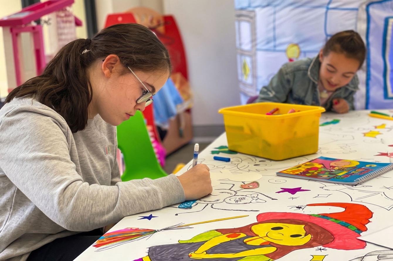 Rebecca House children colouring in